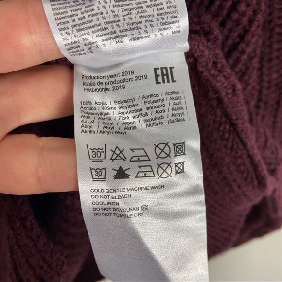 NEW Vero Moda Burgundy Wine Lace‎ Up Chunky Knit Sweater Jumper Glendora Small S - Picture 11 of 12